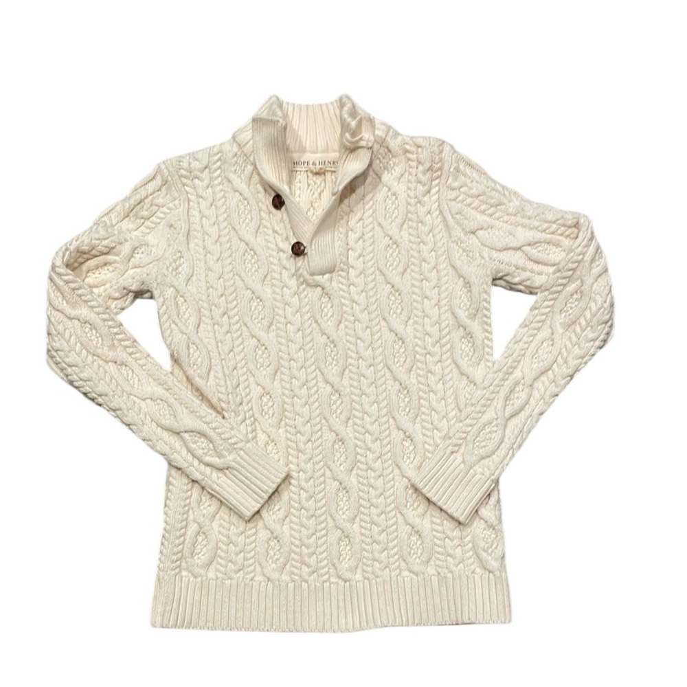 Hope And Henry‎ Cream Chunky Cable Knit Sweater